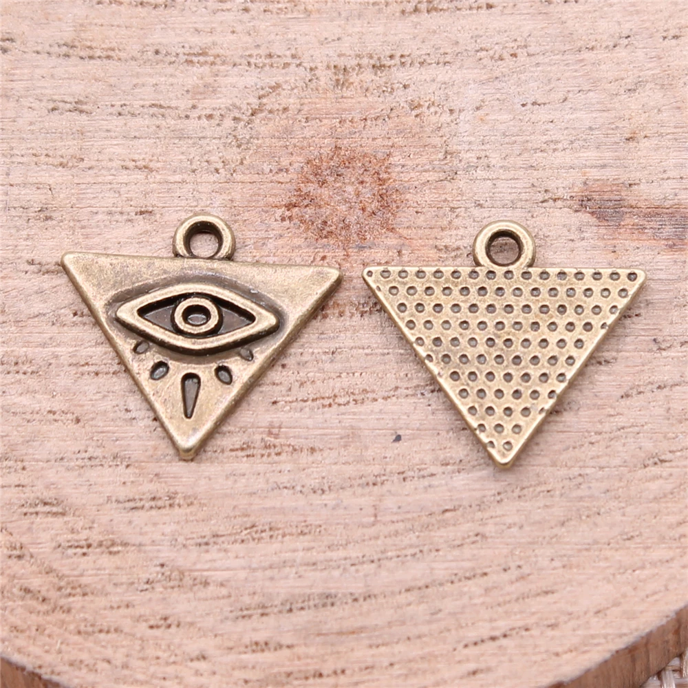 WYSIWYG 20Pcs 14X13มม.โบราณเงินสีสามเหลี่ยมตาCharmsจี้สำหรับเครื่องประดับDIYผลการค้นหาเครื่องประดับ