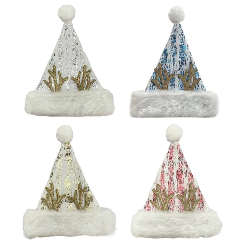 Theme Event Deer Horn Santa Hat Christmas Bobble Hat All Age Festival Santa Caps