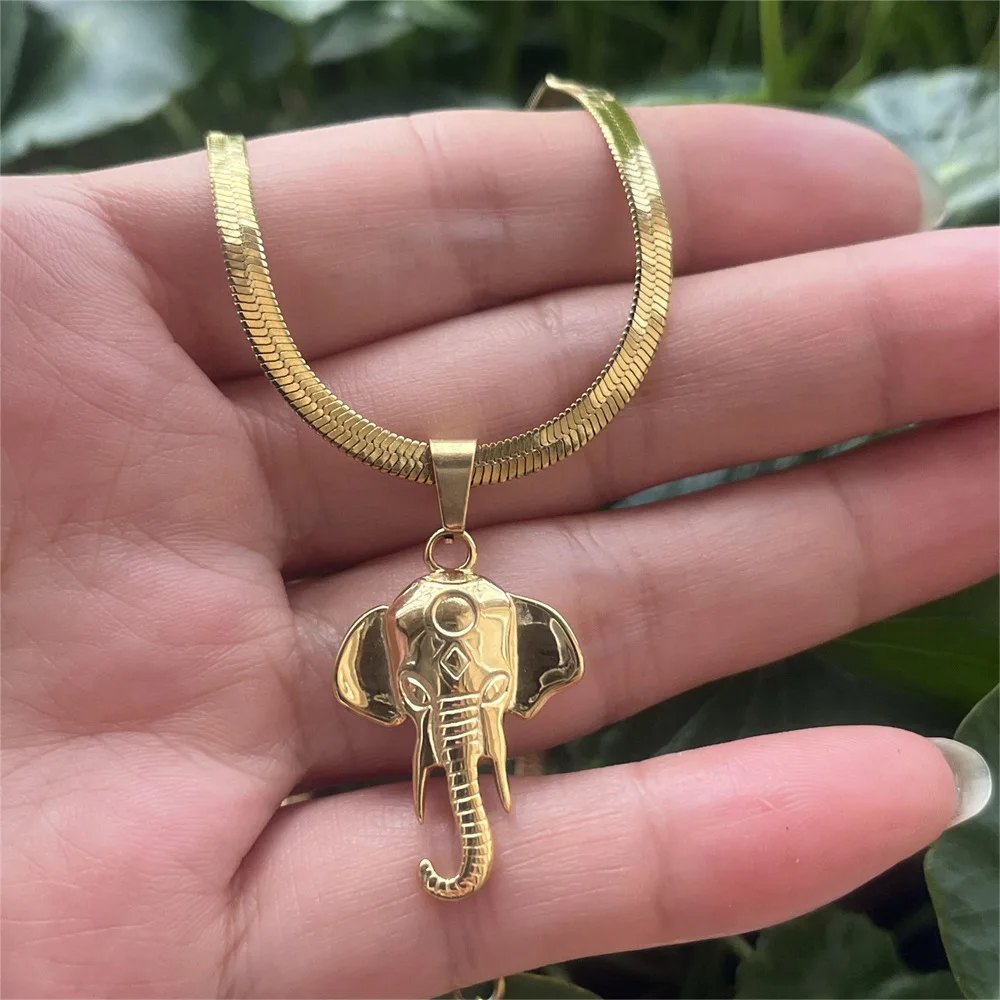 2024 Christmas Gifts For Women Long Necklace Elephant Blade Chain Boho Woodland Jewelry for Women Men