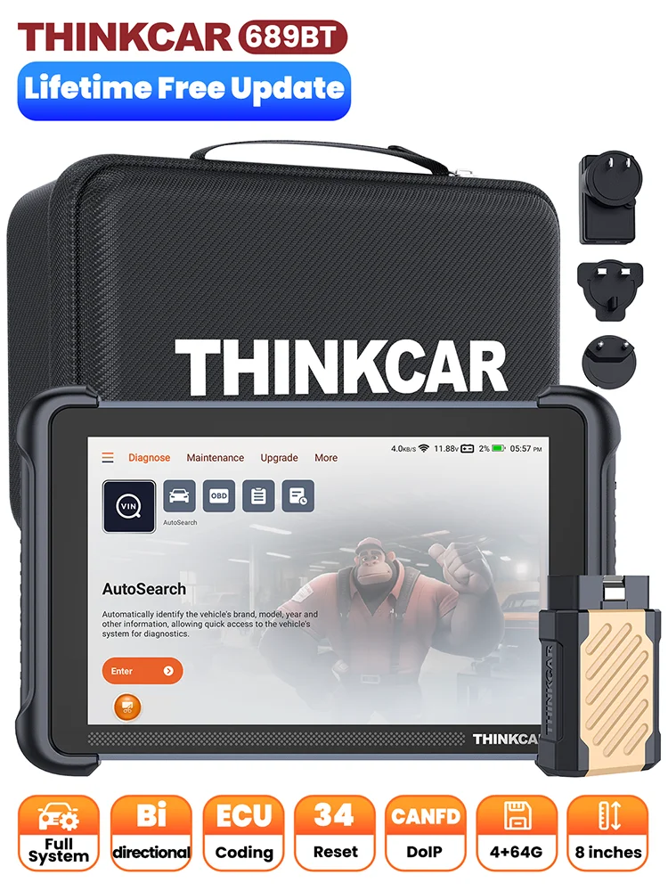 Globale Version THINKCAR THINKSCAN 689BT Auto-Diagnosegerät Professioneller Aktuatortest ECU-Codierung 35 RESET Vollsystem IMMO DPF OIL Auto OBD2 Scanner