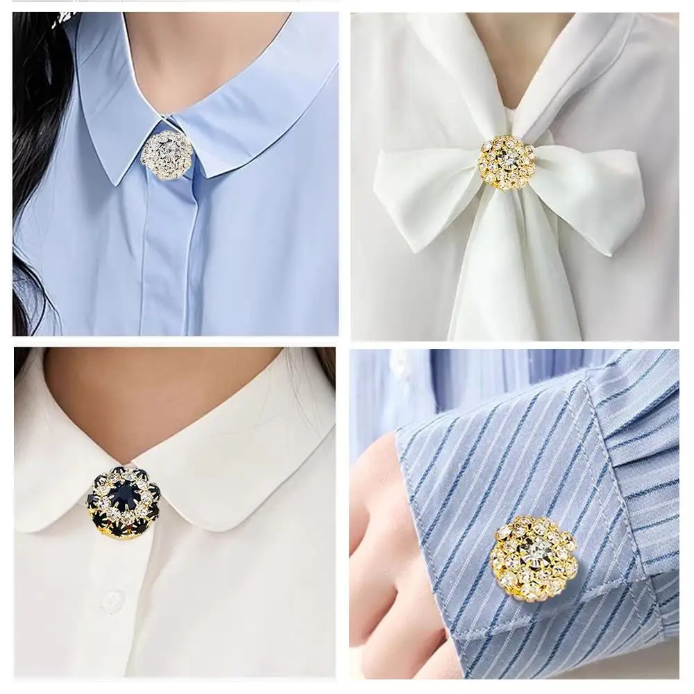 3pcs/set Rhinestone Buttons Covers Crystal Buttons Clip Button Jewelry Cufflink Decorations High Quality Sewing DIY Craft