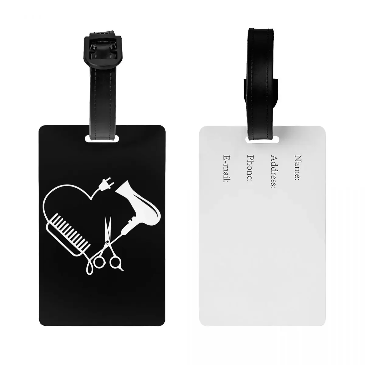 Hairdresser Salon Barber Hairstylist Luggage Tag for Suitcases Scissors Comb Privacy Cover Name ID Card