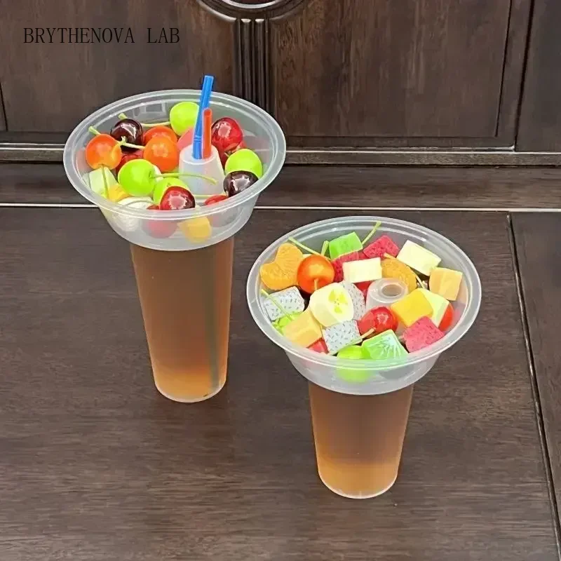 25pcs Disposable Thickened Milk Tea Drink Cups 500ML/700ml Handheld Cup Hotpot Fried Chicken Fruit Dessert Cup Holder Bowl