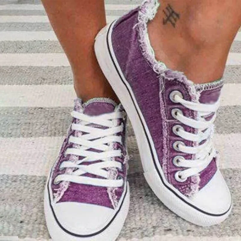 Canvas Shoes for Women 2022 Fashion Lace Up Flat Sneakers Solid Color Casual Ladies Vulcanized Shoes Plus Size Zapatillas Mujer