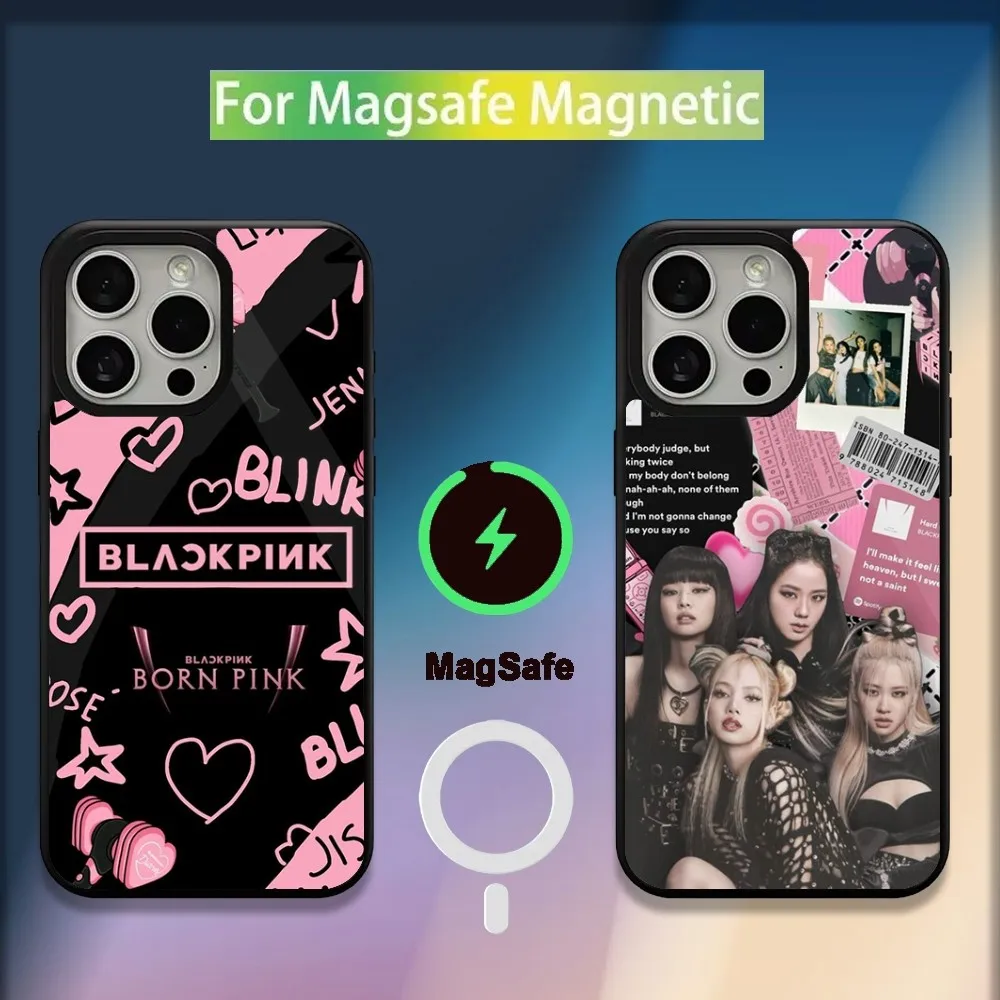 Kpop B-BlackS Girls  P-PinkS  Phone Case For iPhone 16,15,14,13,12,11,Plus,Pro,Max,Mini Magsafe Magnetic Wireless Charging