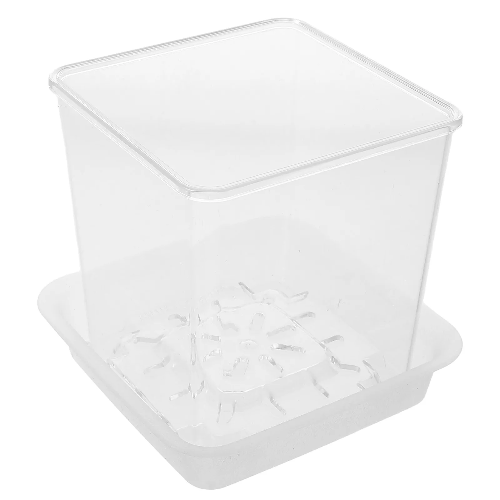 1Set Transparent Plastic Nursery Pot Clear Planter Flower Seedling Pot Drainage Holes Saucer Included Indoor Gardening Plant