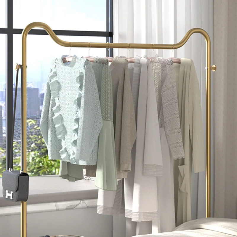 

Metal Thick Hooks Clothes Hanger Movable Gold Modern Space Saving Drying Racks Storage Organizer Arara De Roupa Furniture