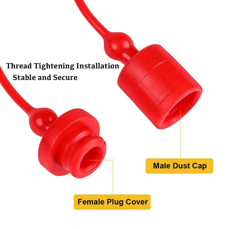 4X ISO-B 1/4 Hydraulic Quick Coupler Male Dust Cap And Female Plug Cover, Fits Hydraulic Quick Disconnects Coupler