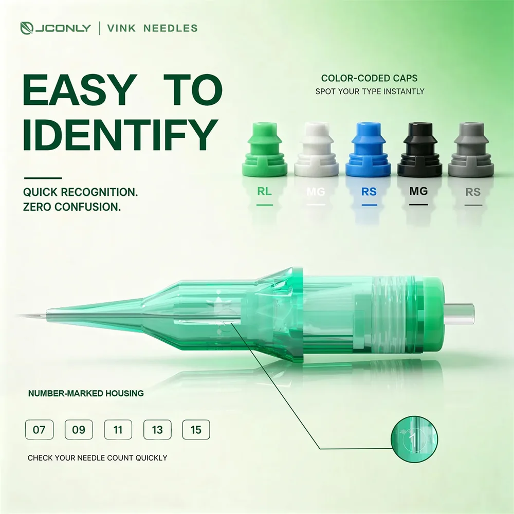JCONLY VINK Tattoo Cartridge Needle 20pcs RL/RS/CM/MG Tattoo Needles Eyebrow Eyeline Lips Makeup Tattoo Machine Needle Supplies 4