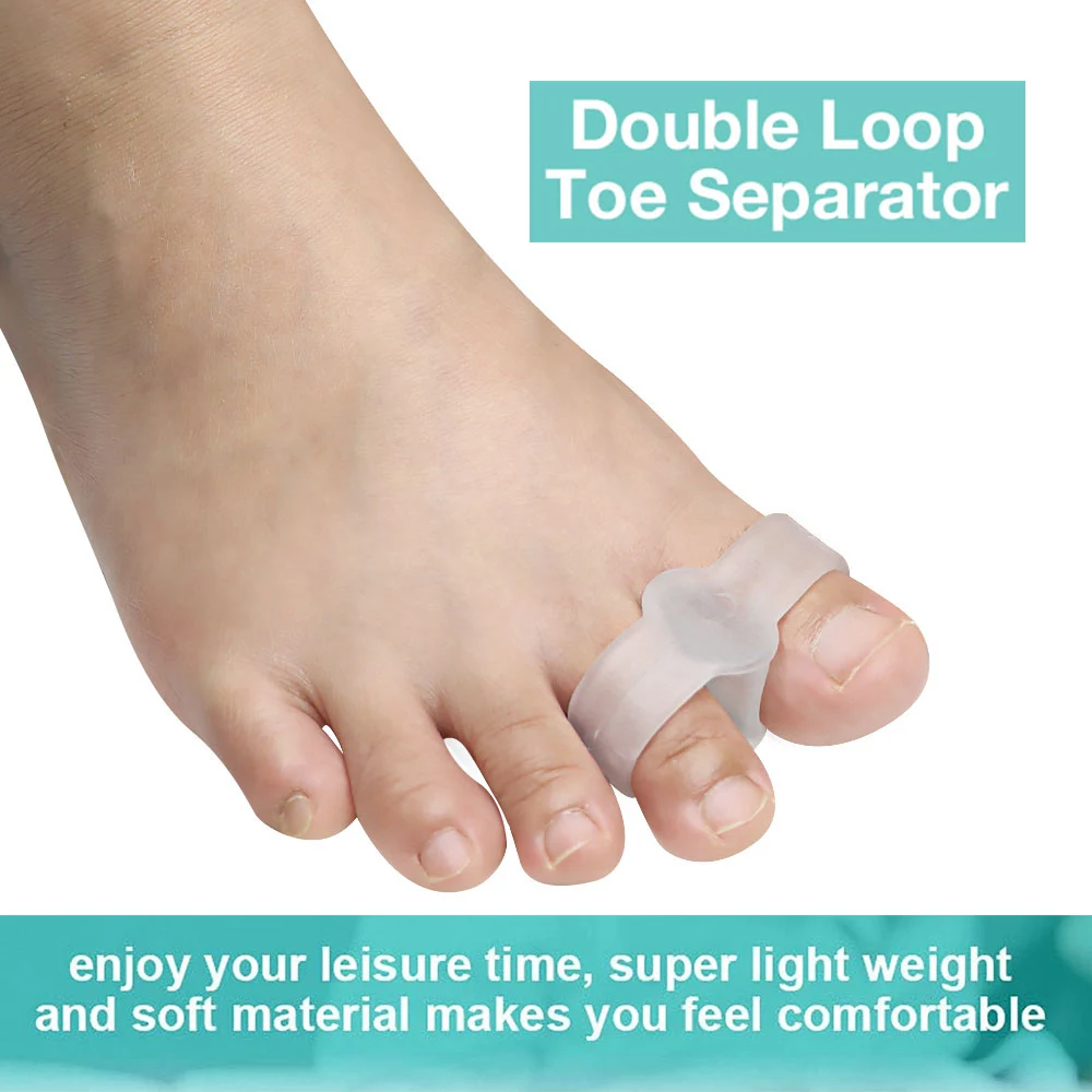 Pexmen 2/4Pcs Gel Bunion Corrector Soft Toe Separators with 2 Loops Big Toe Spacer Suitable for Bunion and Overlapping Toe