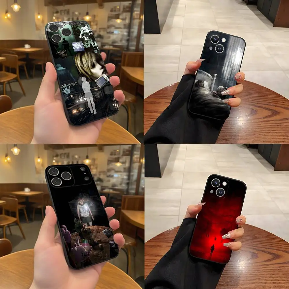 

S-Silent Horror Hill Game Black Soft Cover Phone Case For iPhone 17,16,15,14,13,12,11,Pro,Max,Plus