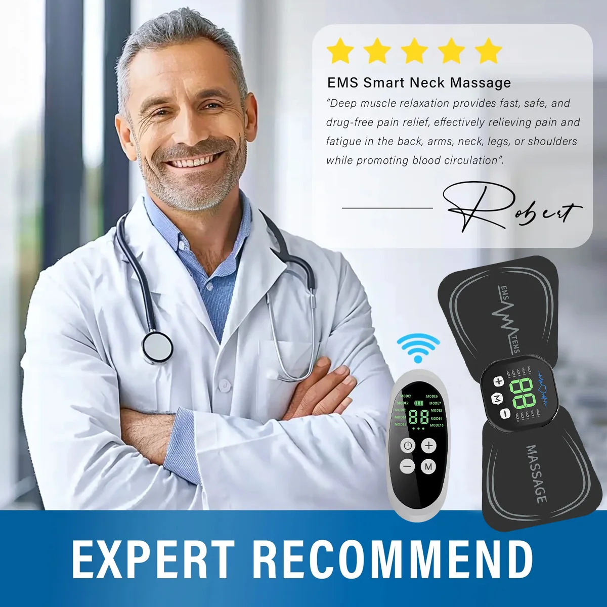 Rechargeable Massager Neck Massager with EMS Pulse Technology - Mini Portable Muscle Relaxation Massager for Shoulder Back Use