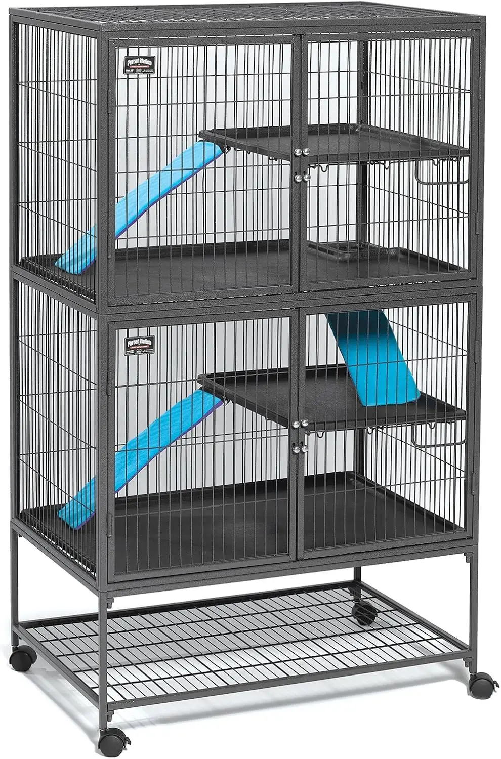 

Клетка для мелких животных Ferret Nation Double Unit, 4 уровня, с поддонами, полками, пандусами и крышками, для хорьков и мелких животных