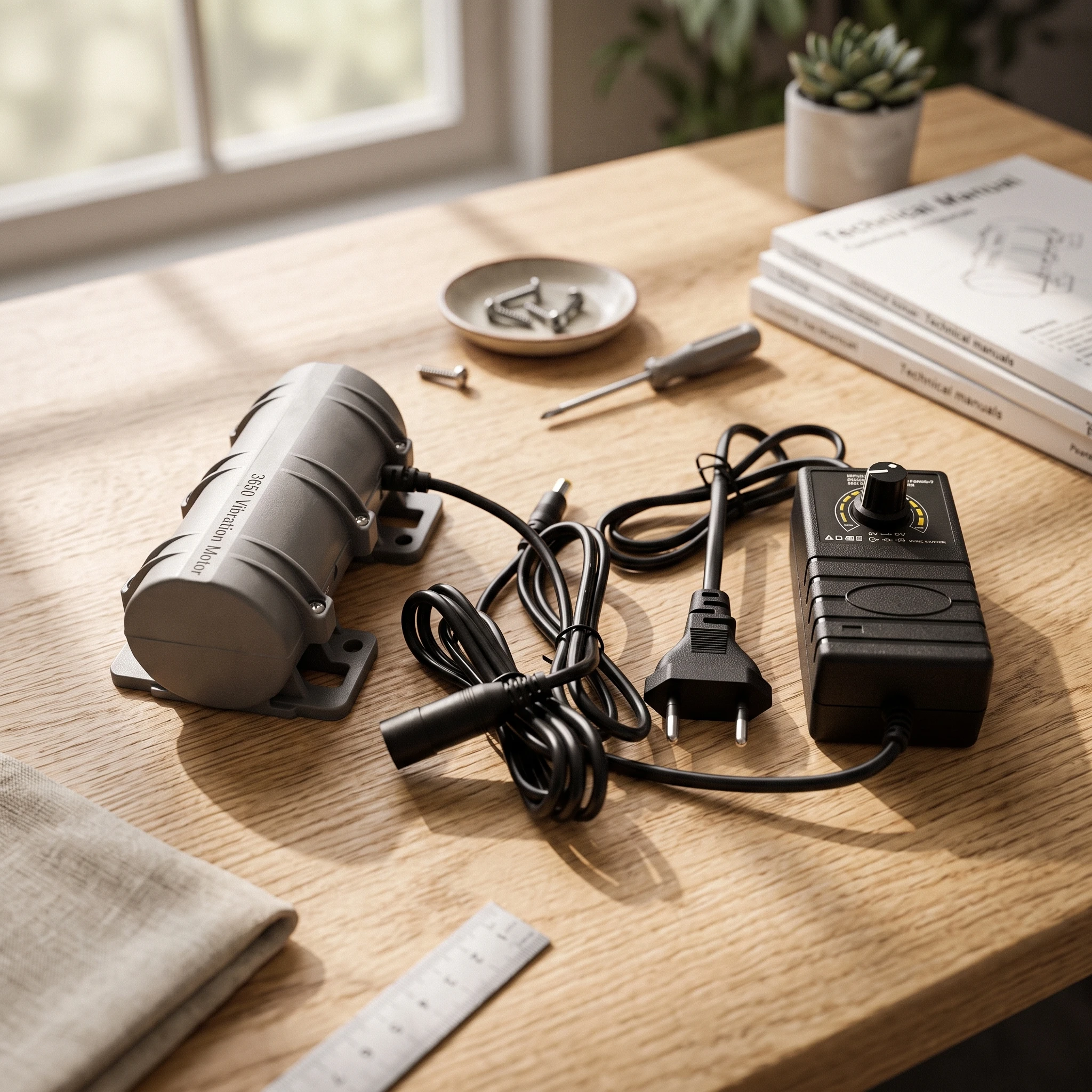 Vibration Motor with Power Supply Compact Vibrating Motor with Speed Controller for DIYers, DIY Projects, Massage Beds