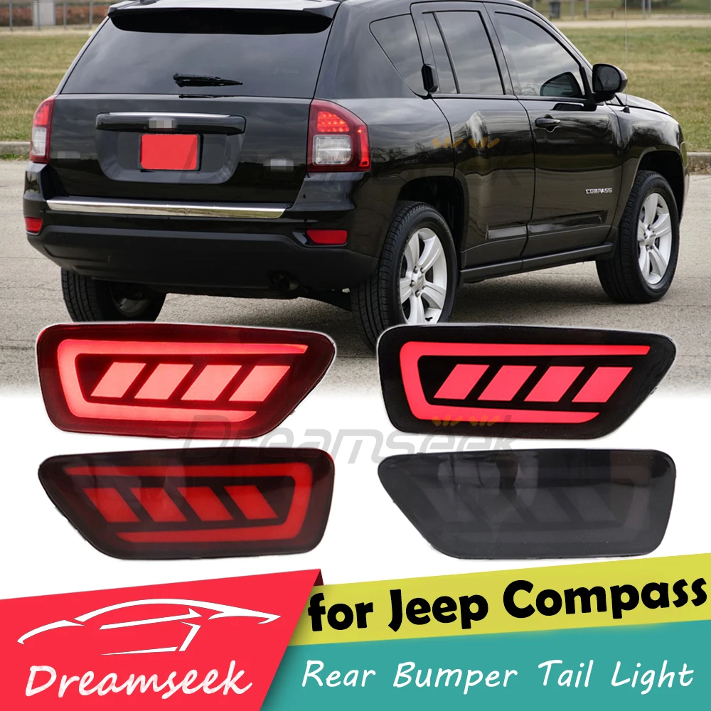 

LED Rear Bumper Reflector Tail Light For Dodge Journey Jeep Grand Cherokee Compass MK49 2011-2016 Brake Lamp W/ Red Turn Signal