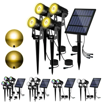 야외 태양광 LED 스포트라이트, 야외 태양광 정원 조명, IP65 방수 잔디 램프, 벽 조명, 3000K, 6000K, RGB, 최신