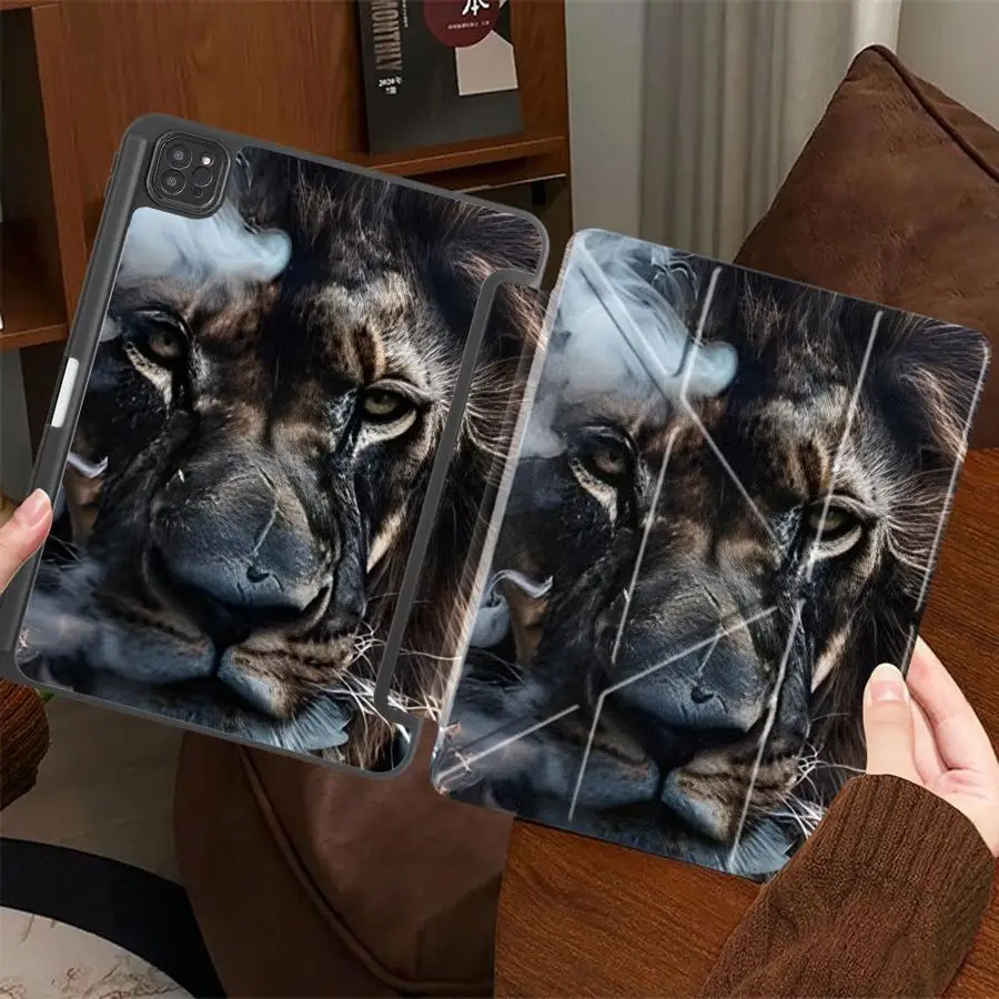 

Чехол-подставка Smoke Lion для планшетов iPad Mini 6, 7, Air 4, 5, M3, M2, M4, 11 дюймов, Pro 2025, Pro 11-го, 10-го, 9-го, 8-го, 7-го поколений, 12.9 дюймов