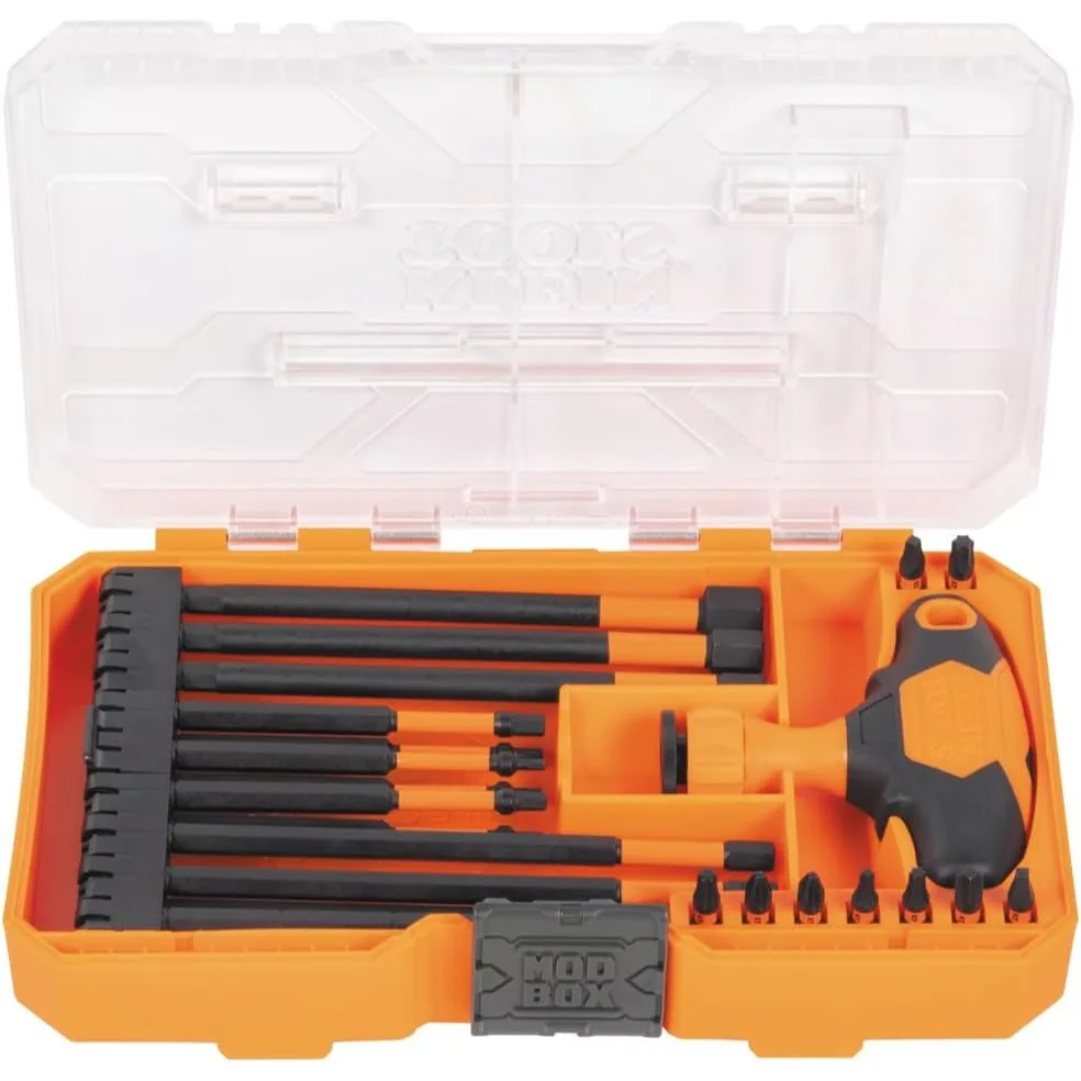 

Impact Rated Ratcheting T-Handle Set with 21 Bits, SAE & Metric, Magnetic Holder for Fastener Driving