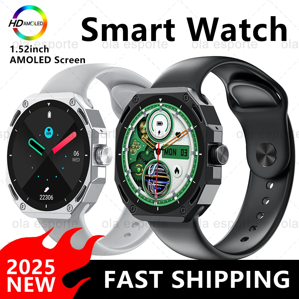 

Новинка 2025 года для Android IOS Смарт-часы для мужчин 360*360 AMOLED Экран Мониторинг сердечного ритма сна Bluetooth Вызов IP68 Мужские умные часы