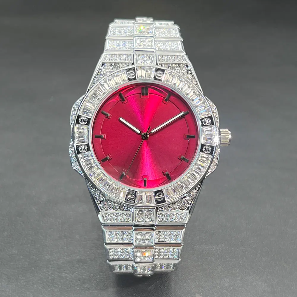 High Quality Luxury Men Wristwatch Fashion High-end Full Diamond Steel Belt Men's Quartz Watch Boy Business Sports Clock Retro