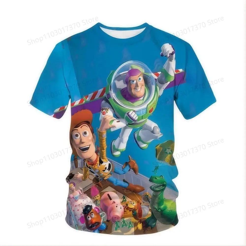 Disney T-Shirts Buzz Lightyear Cartoon Anime Toy Story 3D Printed Streetwear Men Women Fashion Oversized T Shirt Kids Tees Tops