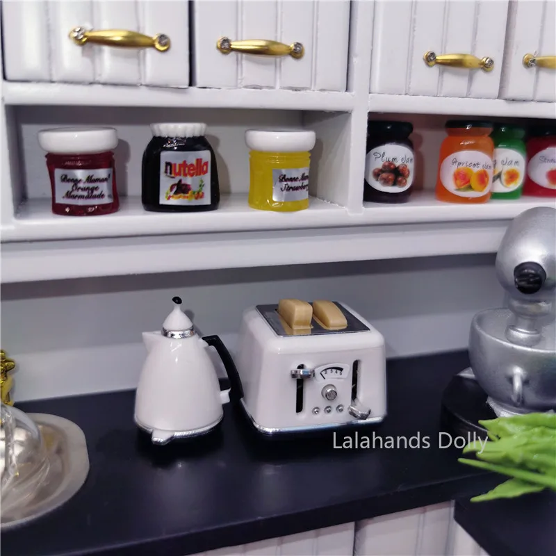 1:12 بيت الدمية محمصة صغيرة على الطراز الحديث، نموذج غلاية لمطبخ بيت الدمية، ملحقات تزيين أثاث غرفة المعيشة