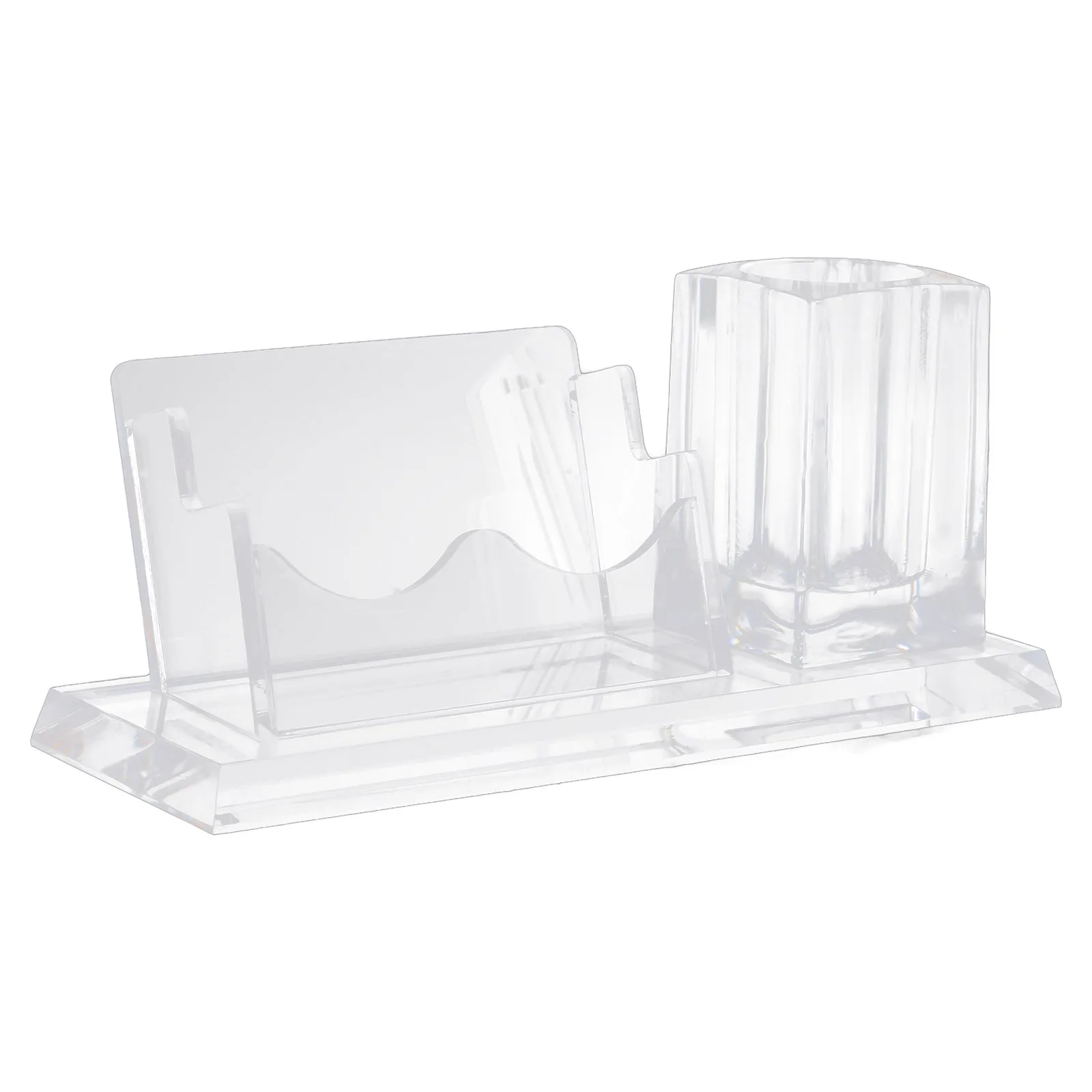 

Business Card Holder Organizer Transparent Acrylic Desk Storage Box For Cards Pens Minimalist Office Decor Stand