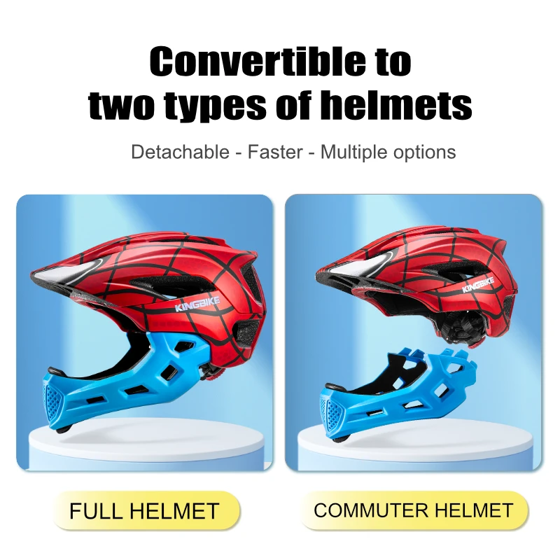 BATFOX Kids Full Face MTB Bicycle Helmet EN1078 Certified Detachable Children Downhill Cross Mountain Bike Cycling Safety Gear