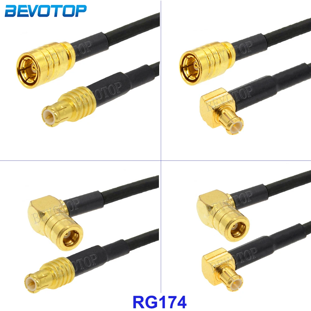 

1Pcs SMB Female Right Angle Jack to MCX Male Plug Connector RG174 Pigtail 50 Ohm Extension Cable for DAB Aerial Antenna 5cm-10m