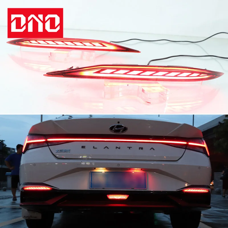 Car LED Rear Bumper Lamps For Hyundai Elantra 2021 - 2022 Brake Light Turn Signal Backup Reflector Lamp Reverse Fog Taillights