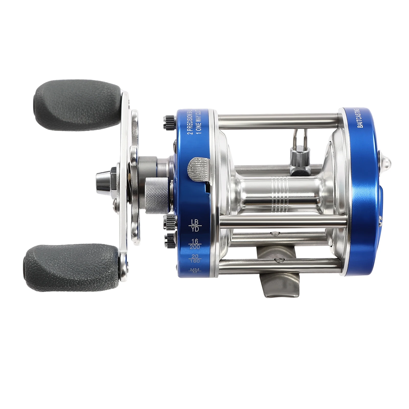 Round Baitcasting Reel Conventional Reel for Catfish Baitcasting Fishing Reel Blue