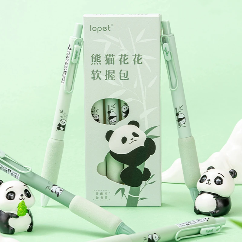 Cute Panda Cartoon Gel Pen 0.5mm Black Soft Press Writing Pens School Student Stationery Supplies