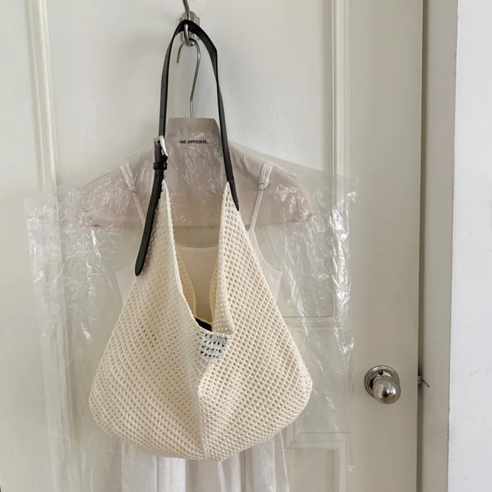 

Summer Shoulder Bag Hollowed Out Knitted Bag Cotton Thread Handbag Crochet Tote Bag Bohemian Large Capacity Weave Bag Girl