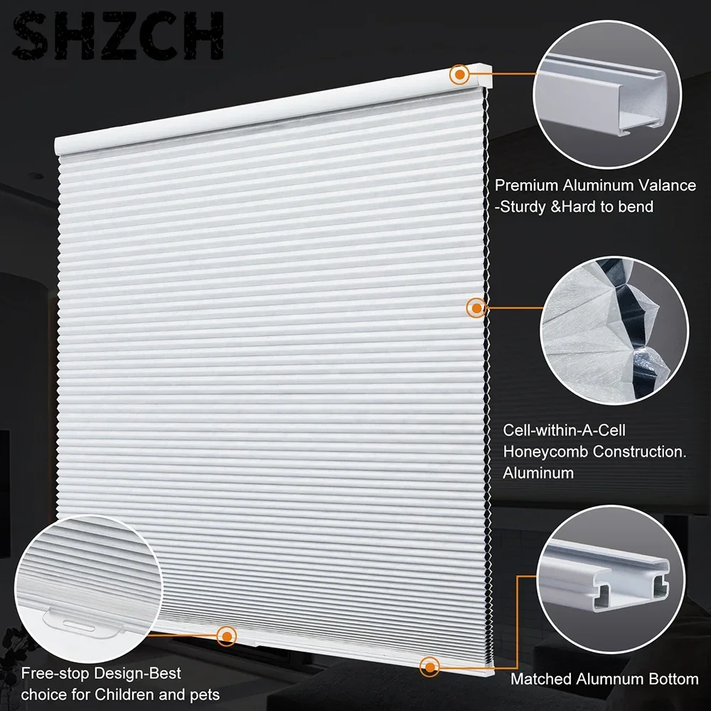 Blackout Cellular Blinds Honeycomb Shades Double Cells Cordless Windows Shades Saving Energy Thermal Insulation Custom