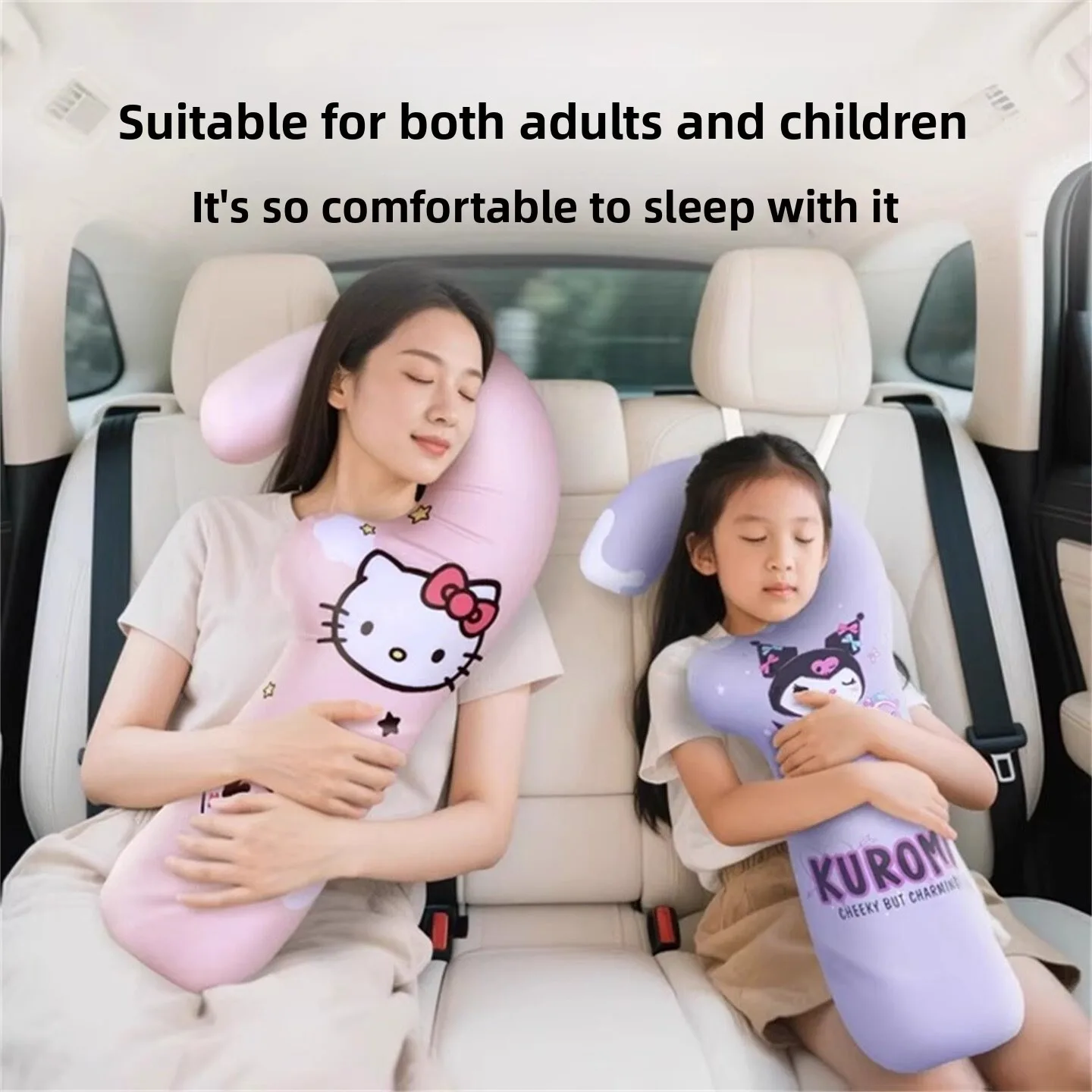 Hello Kitty Kids Car Sleeping Pillow Travel Sleep Cushion Car Headrest & Throw Pillow Back Seat Rest Pillow For Girls