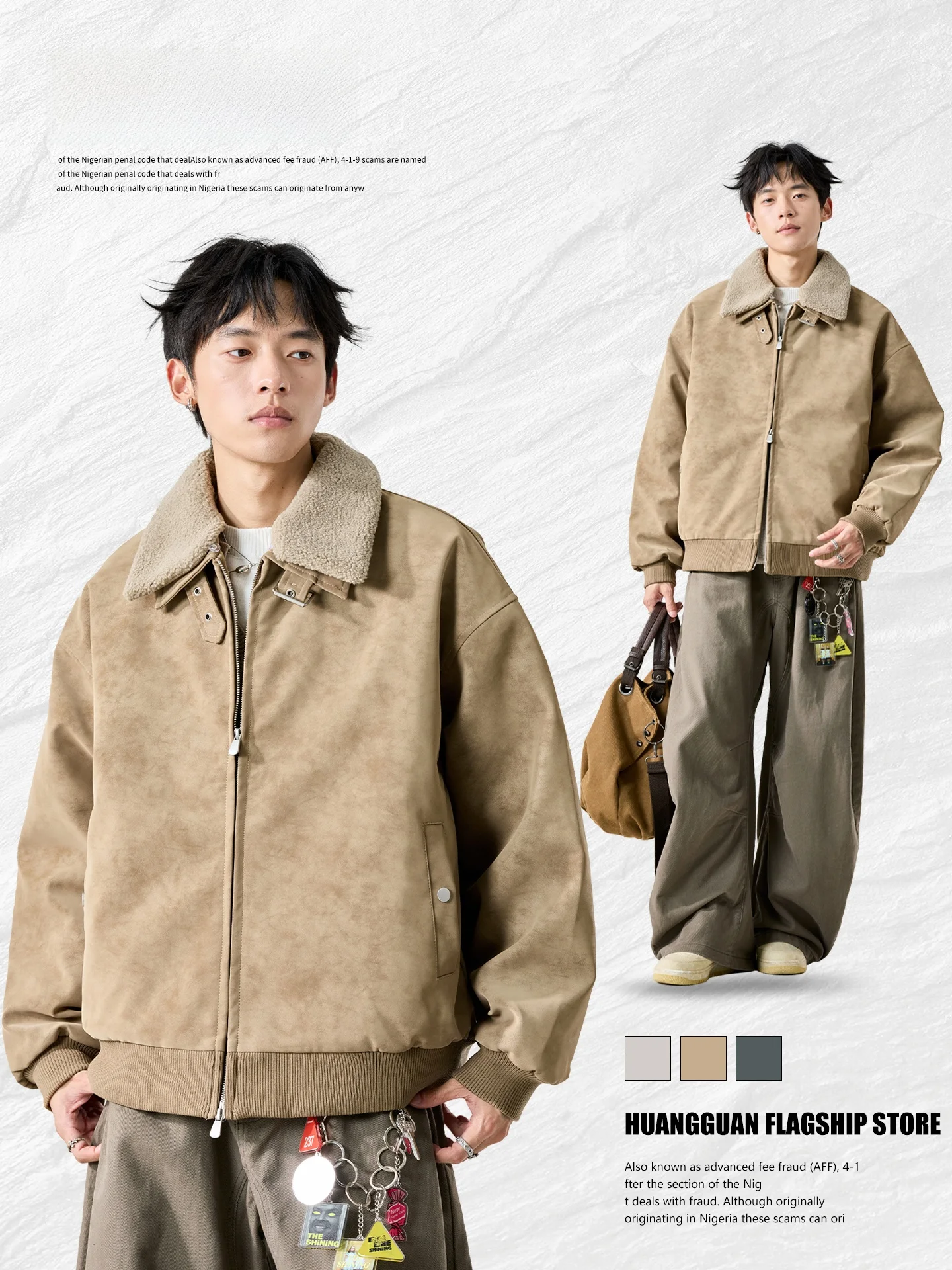 

Men's Winter Heavyweight Cotton Jaet with Fur Collar American Sle Suede Outer New Autumn Winter Faionable Warmth