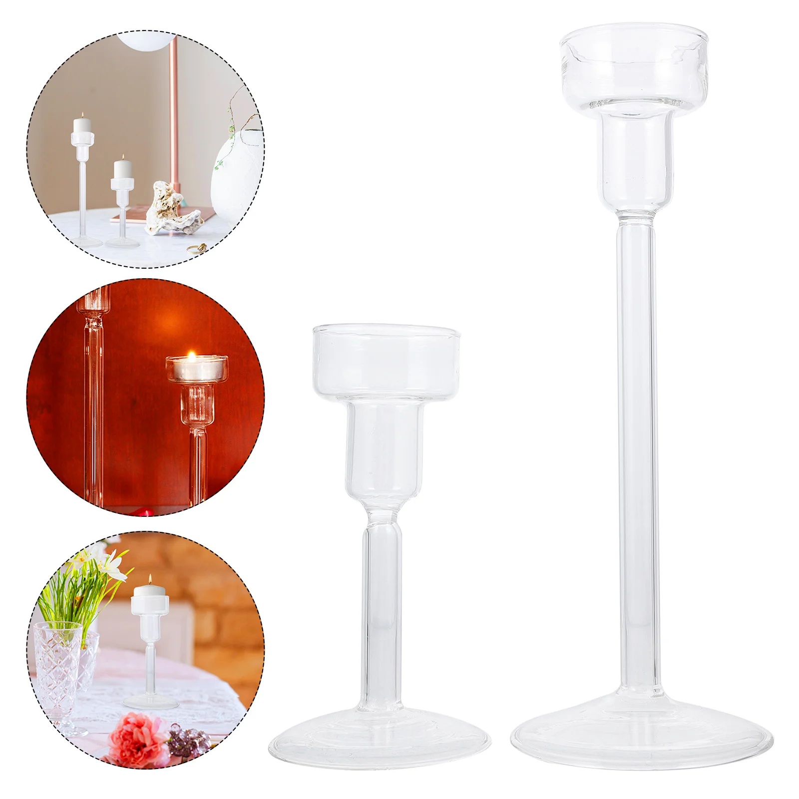 

2Pcs Creative Glass Holders Tall Long Stem Candlesticks for Home Decor Long Stem Holder Candlestick for Decor
