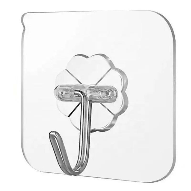 

Transparent Bathroom Towel Traceless Hook Wall Selfadhesive Kitchen Door Back Plastic Hole-Free Hook
