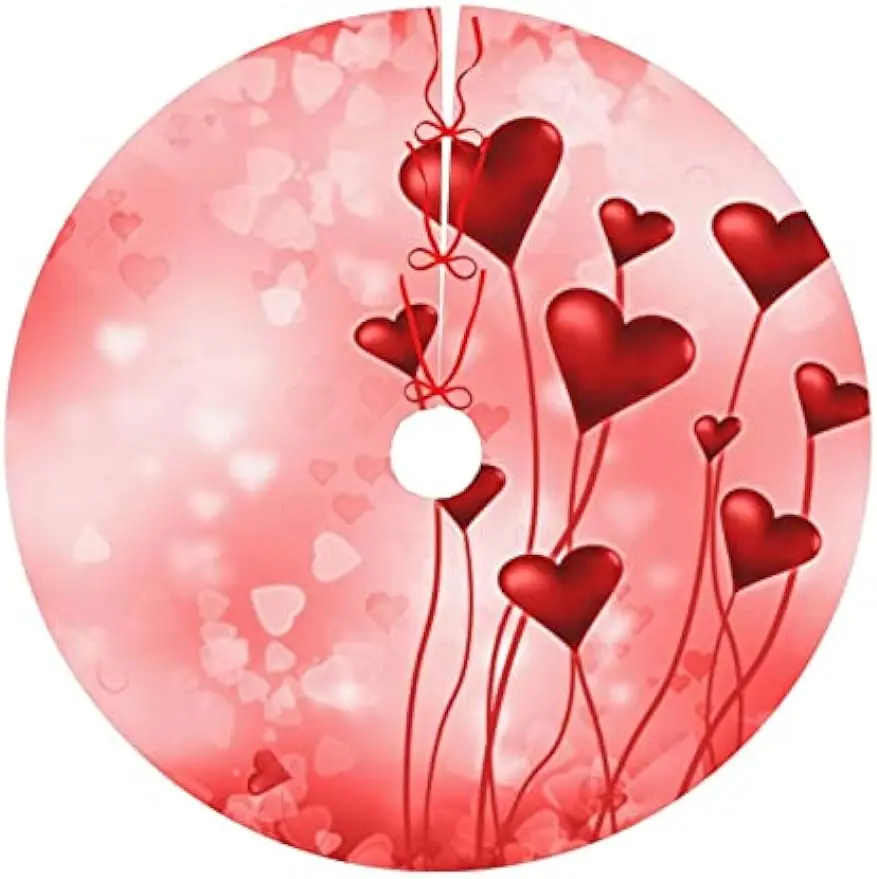 

Valentines Day Heart Shape Balloon Christmas Tree Skirt, 30" Xmas Tree Skirt for Christmas Decorations Indoor Outdoor