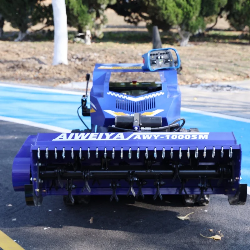 The customized, newly upgraded remote-controlled lawnmower can be equipped with a GPS module to enable autonomous mowing.