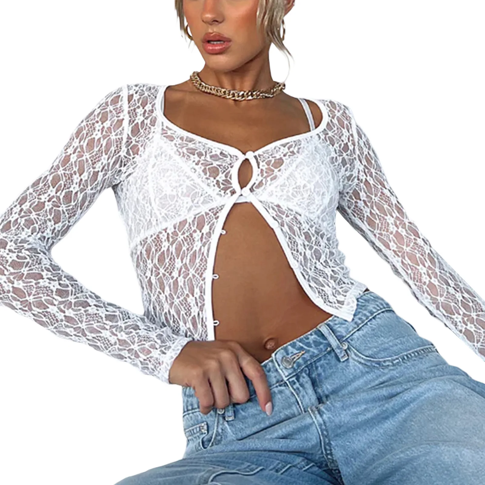 Eyelet Embroidered Shirt White Lace Blouse Hollow Out Loose Fit Top Wear Women\'s Summer Clothing