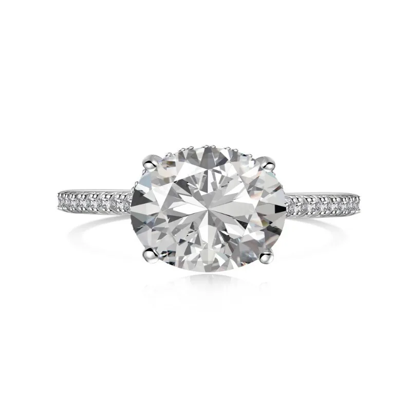 

Shining U S925 Silver 2CT 8*10mm Oval Gems Ring for Women Fine Jewelry Engagement