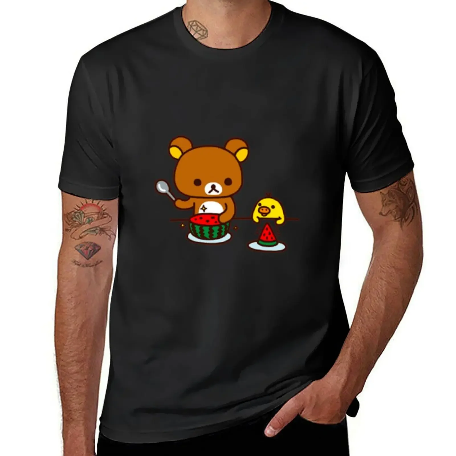 rilakkuma and kiiroitori summer T-Shirt cute clothes oversized summer clothes men t shirts