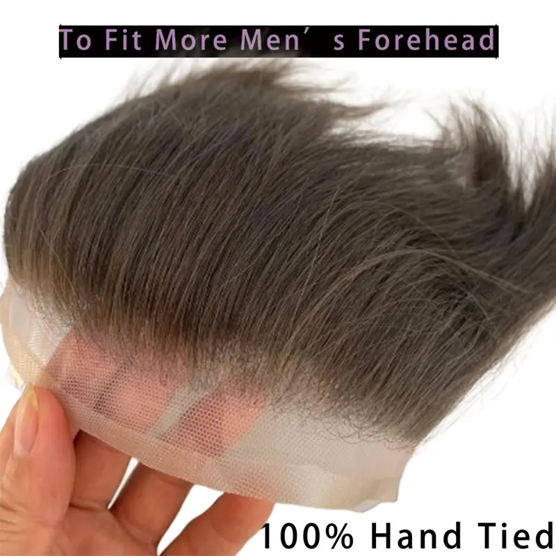 Men Forehead Hairline Toupee HD Invisible Lace Hairline Lace front Skin PU Back Man Hairpieces Frontal Hair Topper for Receding