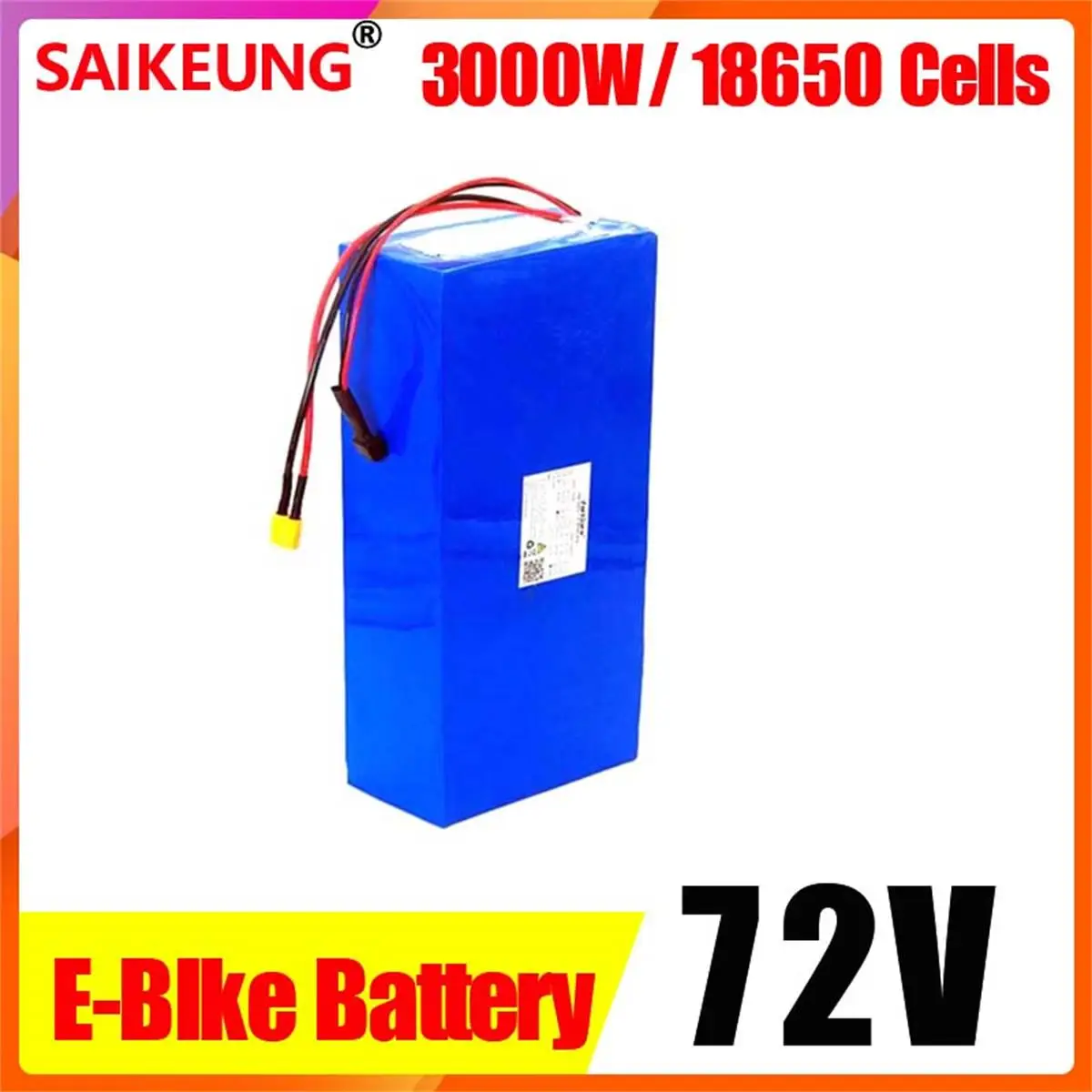 Kit de conversion de vélo électrique, batterie de scooter électrique avec chargeur, pack ion Eddie, 72V, 84V, 3000W, 20, 30, 40, 50, 60Ah