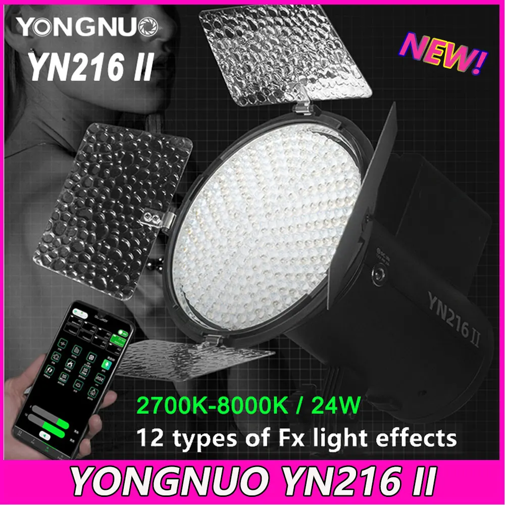 

YONGNUO YN216 II LED Video Light 2700K-8000K Studio Photo Lamp App Control Photography Light Portable Camera Light for Tiktok