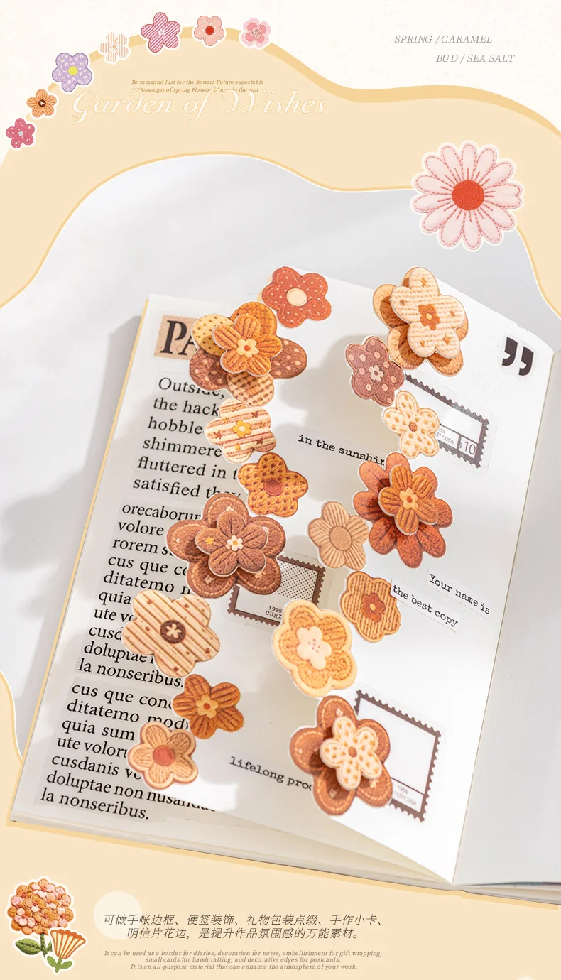 Journal GO Mini Flower Hard Card Sticker Set 90 Sheets of Floral & Plaid Patterns for Journaling Scrapbooking and DIY Crafts