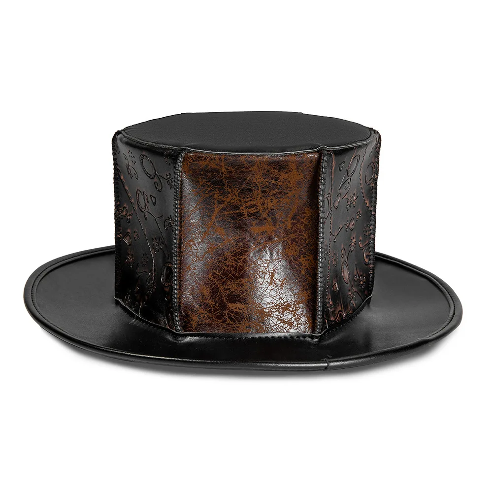 steampunk color-block distressed unisex magic hat personality fantasy gentleman vintage top hat prom cosplay