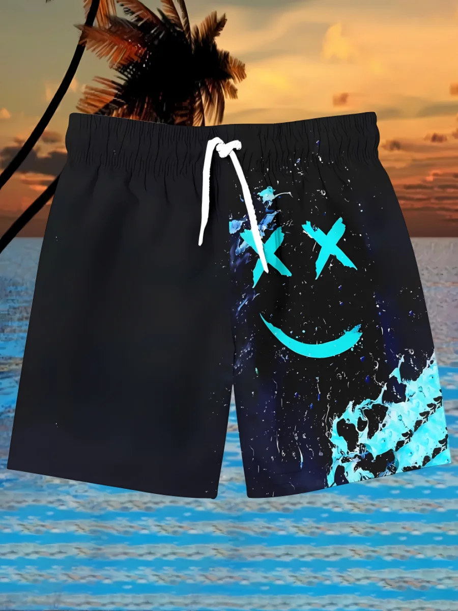 Sommer Herren T-Shirt Cartoon bedrucktes Muster atmungsaktives leichtes Polyester Herren T-Shirt Kurzarm Shorts Set