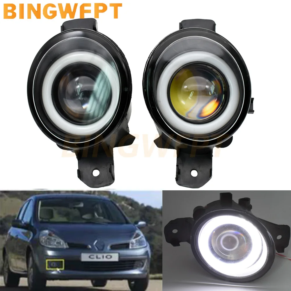 

2PCS Fog Lamp Assembly Super Bright Angeleye FogLights +LED For Renault CLIO 3 III (BR0 1, CR0 1) Hatchback 2005-2015 Fog Light